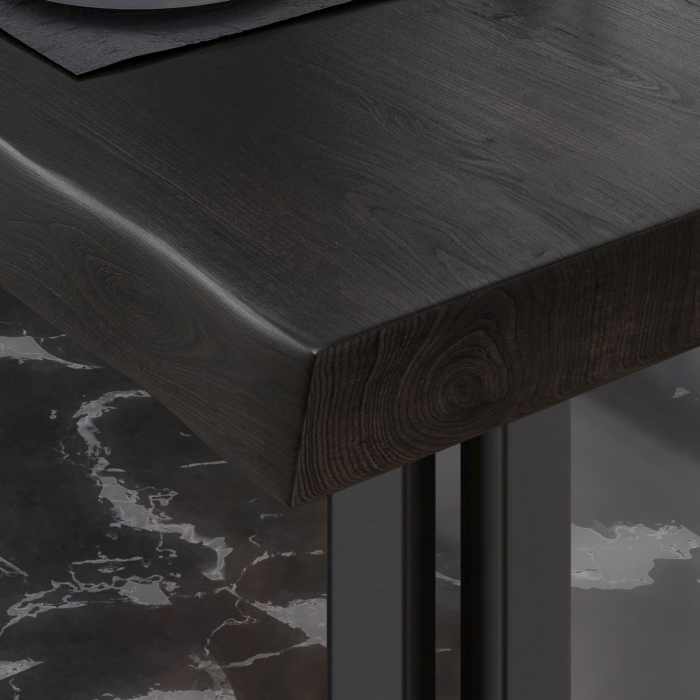 PE | Bistro-pöydän puun reuna | L:S:K 60 x 60 x 77 cm | Wenge-musta / musta | Neliö