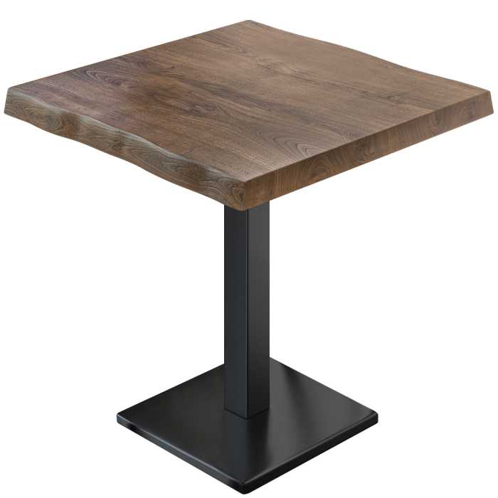PMD | Mesa Bistro Borde de Arbol | Cuadrada | 70 x 70 x 77 cm | Nogal / Negro