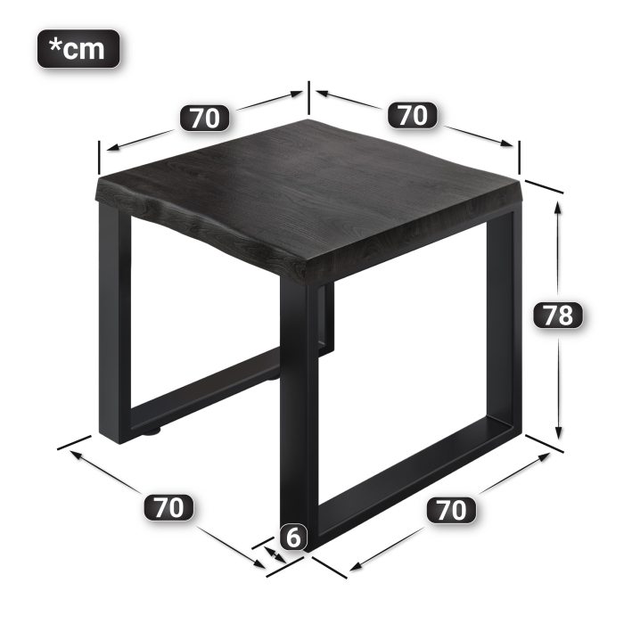 PM Bistrobord | 70x70xH78cm | Wenge-Sort/ Sort