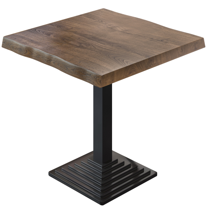 PPY | Table de bistrot à bord d'arbre | Carré | 70 x 70 x 81 cm | Noyer / Noir PPY | Table de bistrot à bord d'arbre | Carré | 70 x 70 x 81 cm | Noyer / Noir