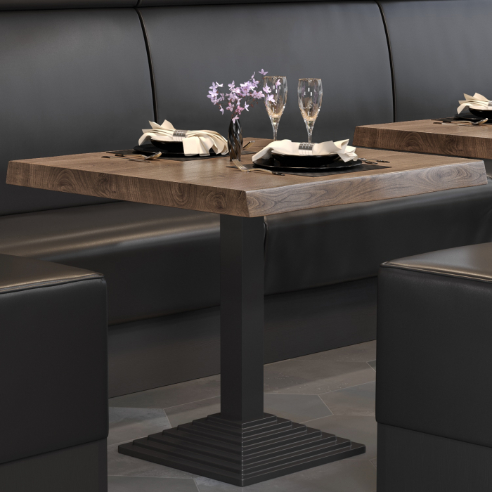 PPY | Table de bistrot à bord d'arbre | Carré | 70 x 70 x 81 cm | Noyer / Noir PPY | Table de bistrot à bord d'arbre | Carré | 70 x 70 x 81 cm | Noyer / Noir