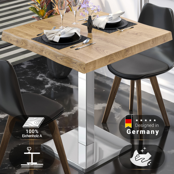 PMD | Table Bistro Arborée | Carrée | 80 x 80 x 77 cm | Chêne / Acier inoxydable PMD | Table Bistro Arborée | Carrée | 80 x 80 x 77 cm | Chêne / Acier inoxydable