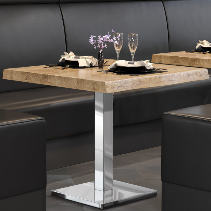 PMD | Table Bistro Arborée | Carrée | 80 x 80 x 77 cm | Chêne / Acier inoxydable PMD | Table Bistro Arborée | Carrée | 80 x 80 x 77 cm | Chêne / Acier inoxydable