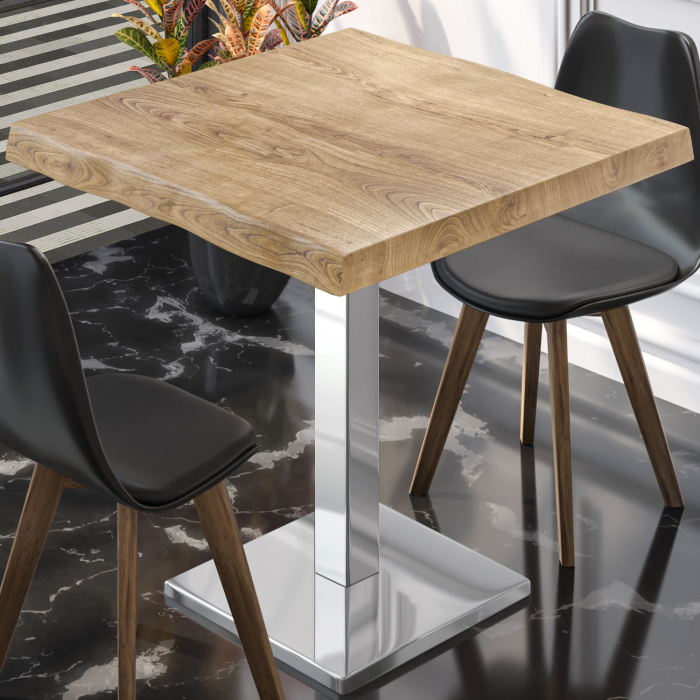 PMD | Table Bistro Arborée | Carrée | 80 x 80 x 77 cm | Chêne / Acier inoxydable PMD | Table Bistro Arborée | Carrée | 80 x 80 x 77 cm | Chêne / Acier inoxydable