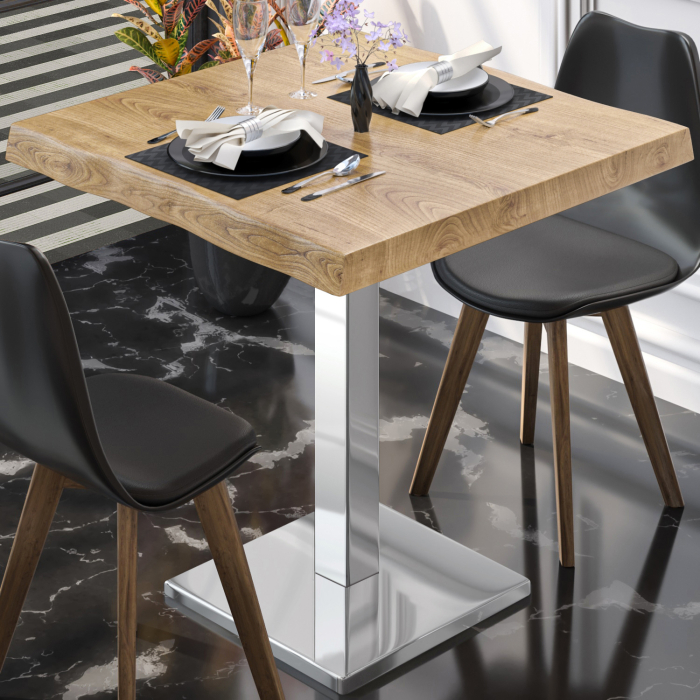 PMD | Table Bistro Arborée | Carrée | 80 x 80 x 77 cm | Chêne / Acier inoxydable PMD | Table Bistro Arborée | Carrée | 80 x 80 x 77 cm | Chêne / Acier inoxydable