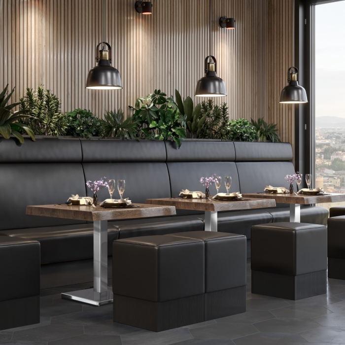 PMD | Table Bistro Arborée | Carrée | 80 x 80 x 77 cm | Noyer / Acier inoxydable PMD | Table Bistro Arborée | Carrée | 80 x 80 x 77 cm | Noyer / Acier inoxydable