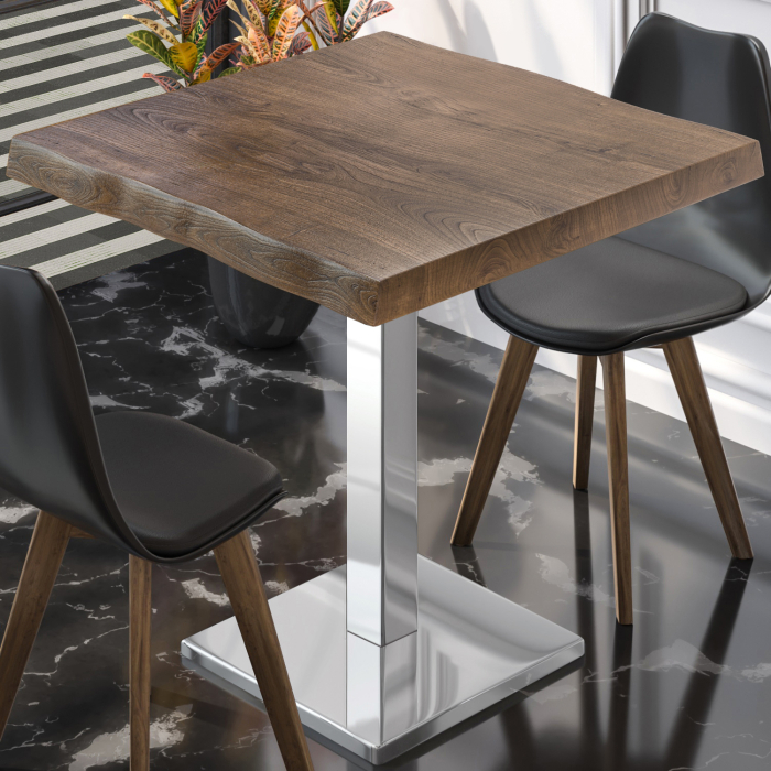 PMD | Table Bistro Arborée | Carrée | 80 x 80 x 77 cm | Noyer / Acier inoxydable PMD | Table Bistro Arborée | Carrée | 80 x 80 x 77 cm | Noyer / Acier inoxydable