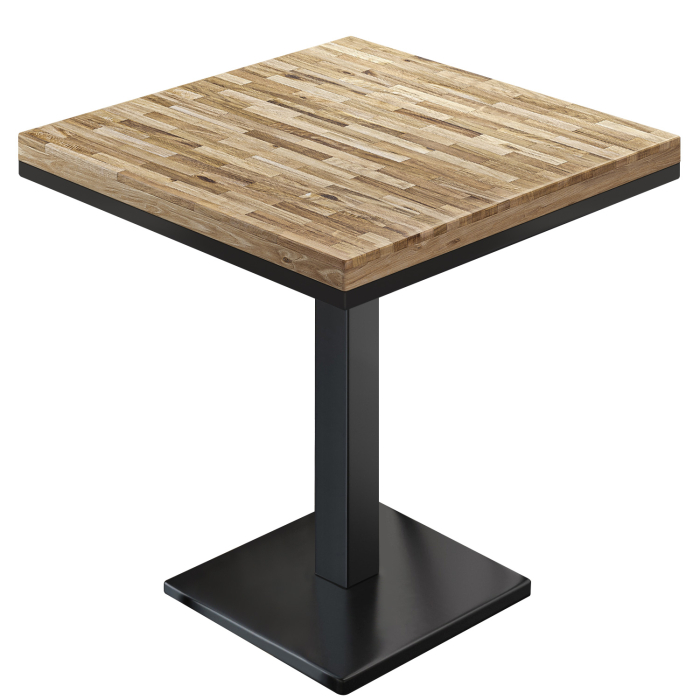 MM | Bistro massivt bord | Kvadratiskt | 60 x 60 x 77 cm | Ek / Svart