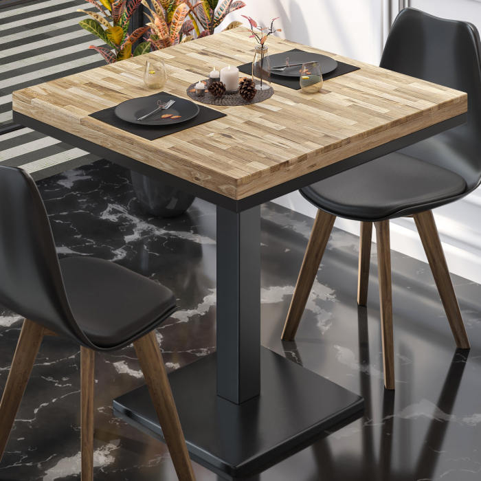 MM | Bistro massivt bord | Kvadratiskt | 60 x 60 x 77 cm | Ek / Svart