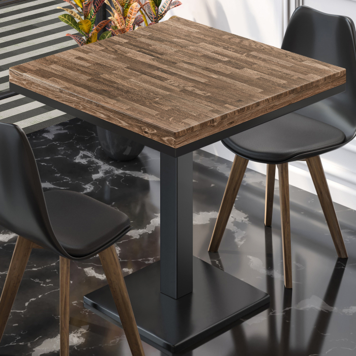 MM | Bistro solid bord | Firkantet | 60x60x77cm | Valnøtt/Sort MM | Bistro solid bord | Firkantet | 60x60x77cm | Valnøtt/Sort