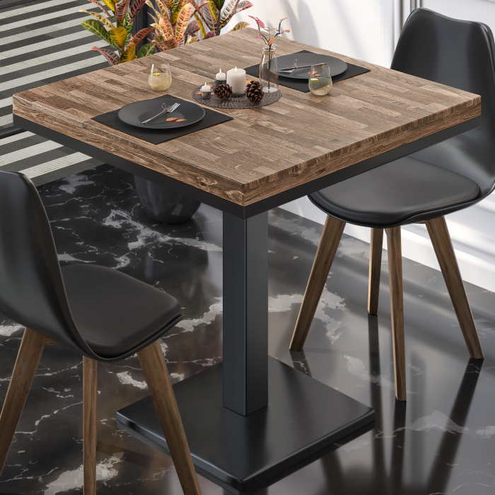 MM | Bistro solid bord | Firkantet | 60x60x77cm | Valnøtt/Sort MM | Bistro solid bord | Firkantet | 60x60x77cm | Valnøtt/Sort