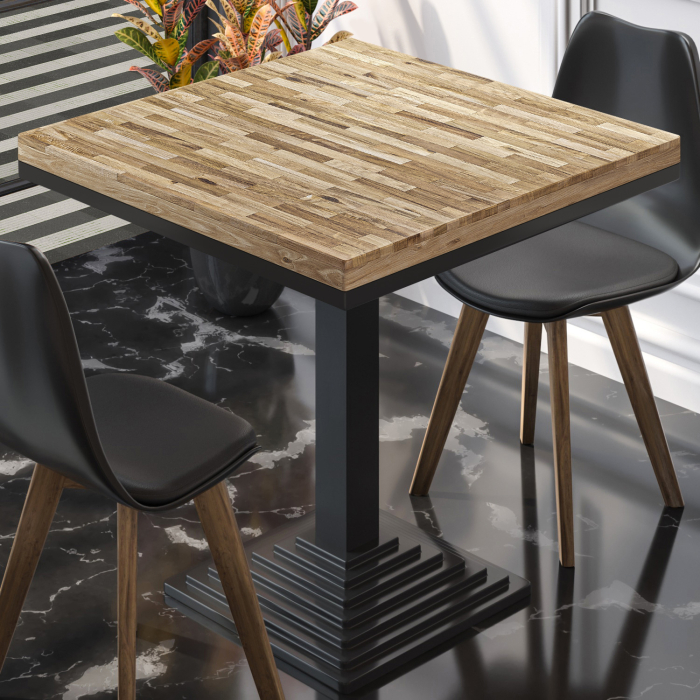 MPY | Solidny stół bistro | Kwadrat | 60 x 60 x 81 cm | Dąb / Czarny MPY | Solidny stół bistro | Kwadrat | 60 x 60 x 81 cm | Dąb / Czarny