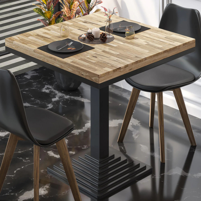 MPY | Solidny stół bistro | Kwadrat | 60 x 60 x 81 cm | Dąb / Czarny MPY | Solidny stół bistro | Kwadrat | 60 x 60 x 81 cm | Dąb / Czarny