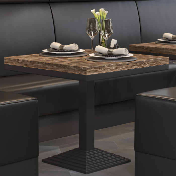 MPY | Solidny stół bistro | Kwadrat | 60 x 60 x 81 cm | Orzech / Czarny