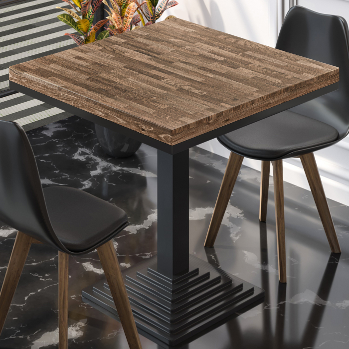 MPY | Solidny stół bistro | Kwadrat | 60 x 60 x 81 cm | Orzech / Czarny