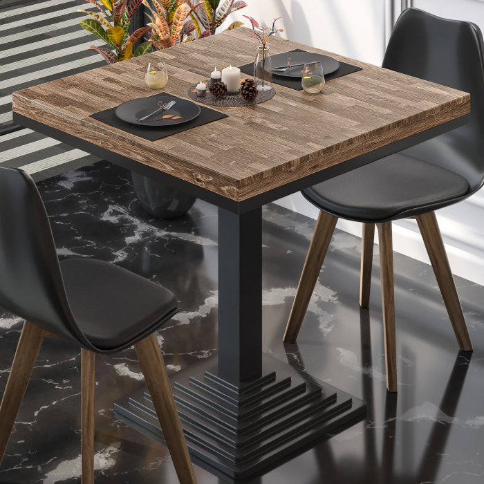 MPY | Solidny stół bistro | Kwadrat | 60 x 60 x 81 cm | Orzech / Czarny