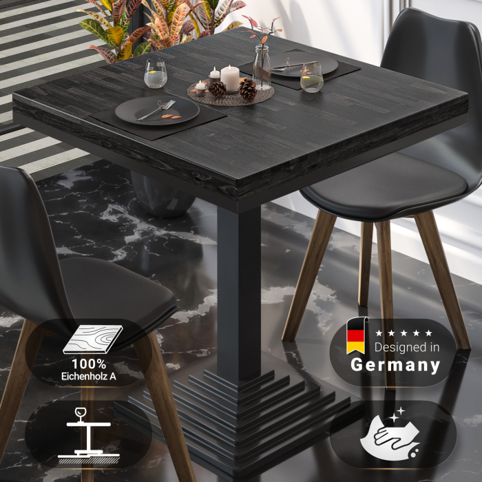 MPY | Table Bistro Massif | Carré | 60 x 60 x 81 cm | Wenge Noir / Noir MPY | Table Bistro Massif | Carré | 60 x 60 x 81 cm | Wenge Noir / Noir