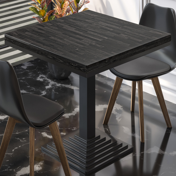 MPY | Table Bistro Massif | Carré | 60 x 60 x 81 cm | Wenge Noir / Noir MPY | Table Bistro Massif | Carré | 60 x 60 x 81 cm | Wenge Noir / Noir