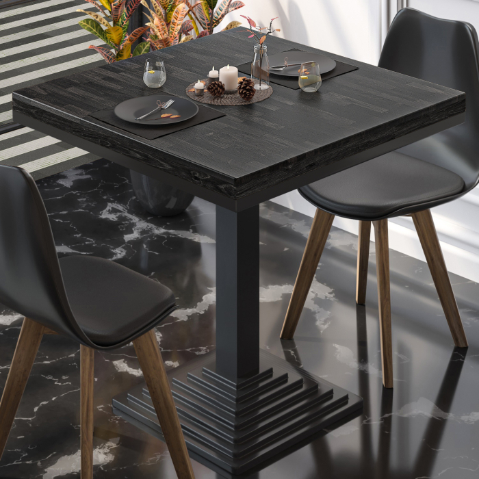 MPY | Table Bistro Massif | Carré | 60 x 60 x 81 cm | Wenge Noir / Noir MPY | Table Bistro Massif | Carré | 60 x 60 x 81 cm | Wenge Noir / Noir