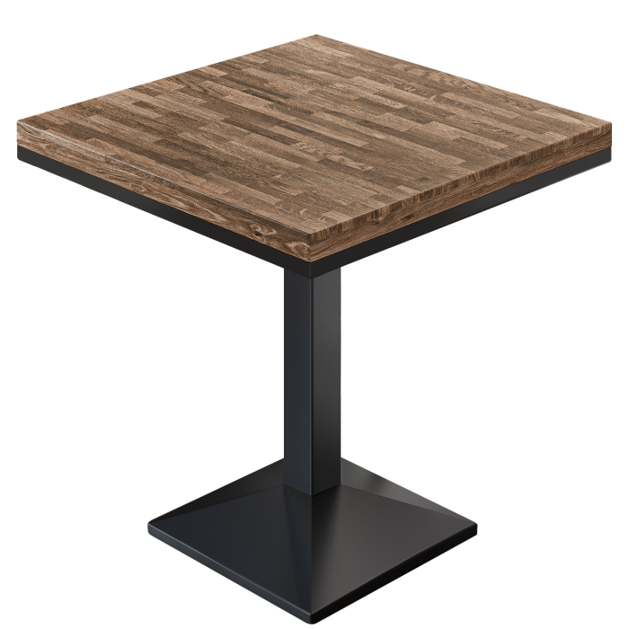 MPA | Table Bistro Massif | Carré | 80 x 80 x 81 cm | Noyer / Noir