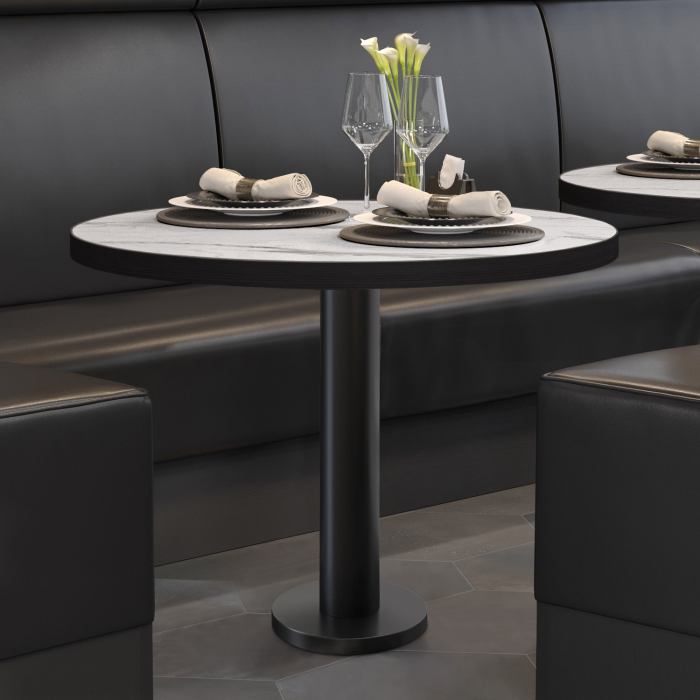 BML | Bistropöytä | Ø:K 60 x 75 cm | Valkoinen marmori / Musta | Pyöreä | Pyöreä