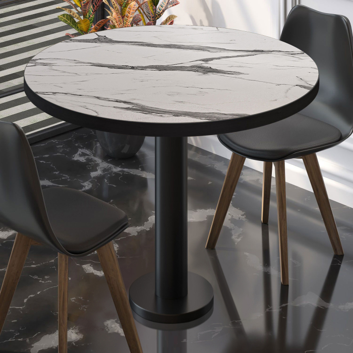 BML | Bistropöytä | Ø:K 60 x 75 cm | Valkoinen marmori / Musta | Pyöreä | Pyöreä