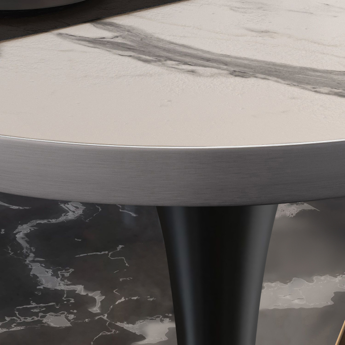 BL | Bistrobord | Ø:H 60 x 76 cm | Hvit marmor / svart | Rundt
