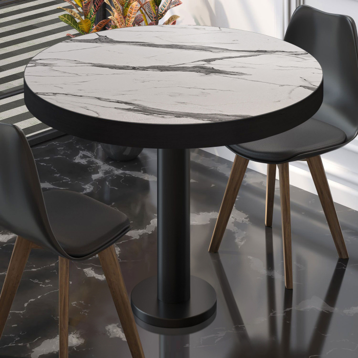 BML | Bistropöytä | Ø:K 60 x 77 cm | Valkoinen marmori / Musta | Pyöreä | Pyöreä BML | Bistropöytä | Ø:K 60 x 77 cm | Valkoinen marmori / Musta | Pyöreä | Pyöreä