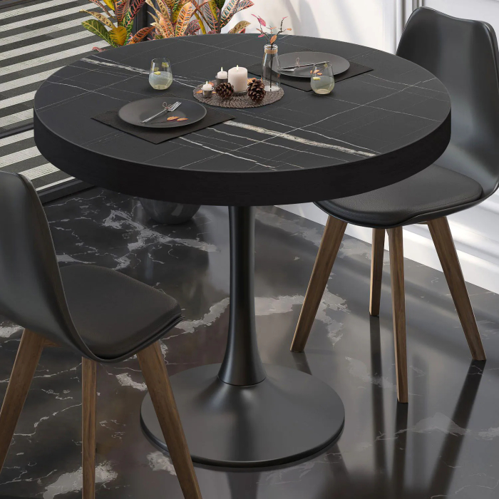 BL | Bistropöytä | Ø:K 60 x 78 cm | Musta marmori / Musta | Pyöreä | Pyöreä