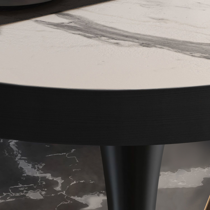 BL | Bistrobord | Ø:H 60 x 78 cm | Hvit marmor / svart | Rundt