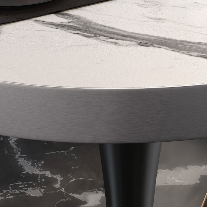 BL | Bistrobord | Ø:H 60 x 78 cm | Hvit marmor / svart | Rundt