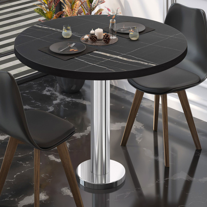 BML | Bistro-pöytä | Ø:K 80 x 75 cm | Musta marmori / ruostumaton teräs | Pyöreä | Pyöreä BML | Bistro-pöytä | Ø:K 80 x 75 cm | Musta marmori / ruostumaton teräs | Pyöreä | Pyöreä