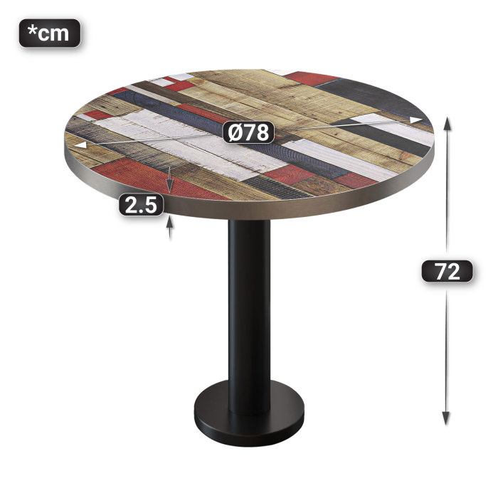 BML | Bistrobord | Ø:H 80 x 75 cm | Vintage fargerik / svart | Rundt BML | Bistrobord | Ø:H 80 x 75 cm | Vintage fargerik / svart | Rundt