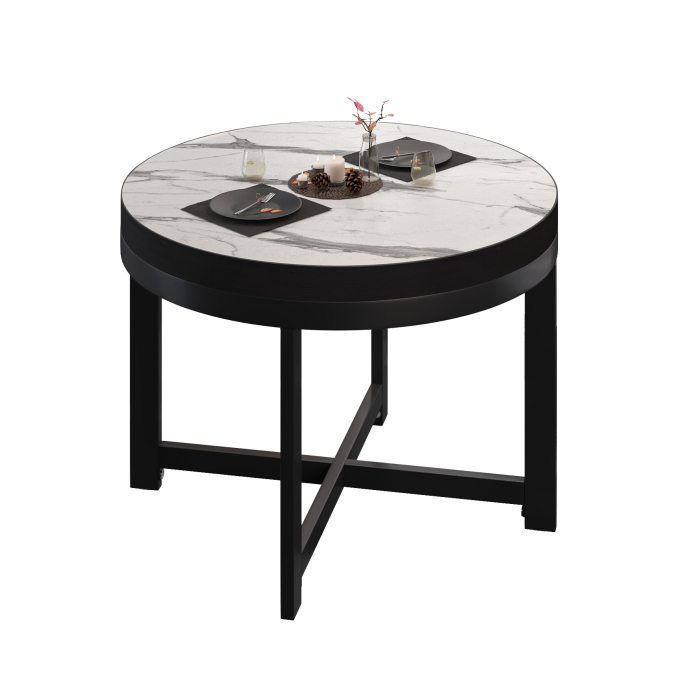 BO | Bistrobord | Ø70xH54cm | 50 mm | Hvit marmor/sort BO | Bistrobord | Ø70xH54cm | 50 mm | Hvit marmor/sort