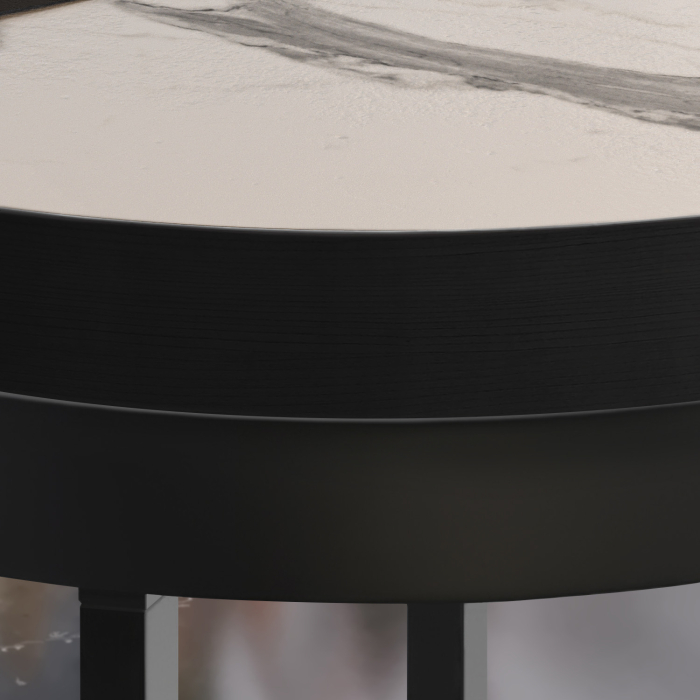 BO | Bistrobord | Ø70xH54cm | 50 mm | Hvit marmor/sort BO | Bistrobord | Ø70xH54cm | 50 mm | Hvit marmor/sort