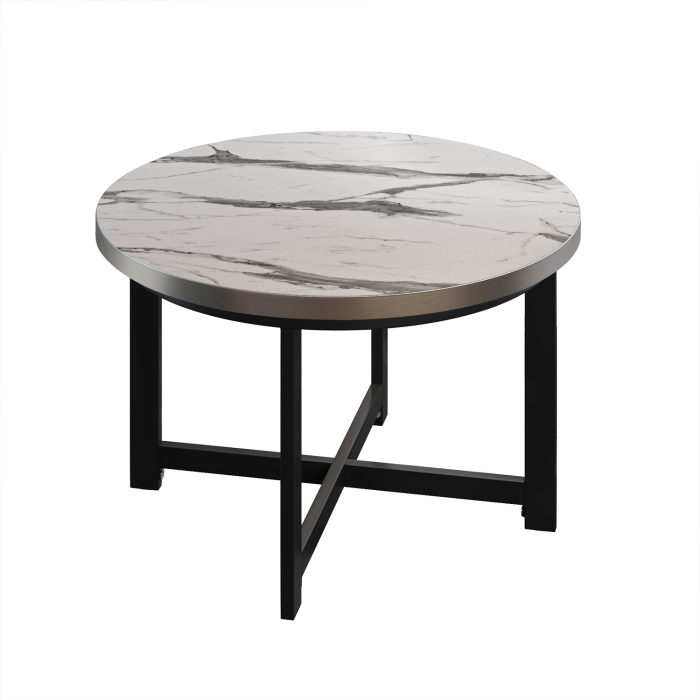 BO | Bistrobord | Ø70xH52cm | 25 mm | Hvit marmor/svart BO | Bistrobord | Ø70xH52cm | 25 mm | Hvit marmor/svart
