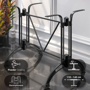 MALAGA | Double Column Restaurant Table Base | Black | 2 foot: 90 x 60 cm | Column: 72 cm | Cast iron