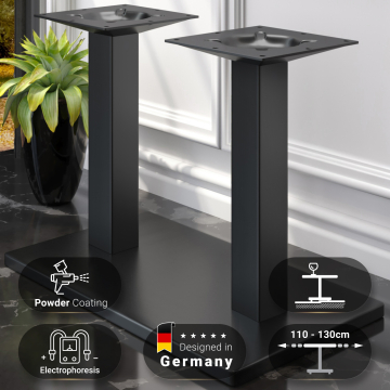 MADRID | Bistro double table frame | Black | Height: 72 cm | Column: 8 x 8 cm | Base: 40 x 70 cm