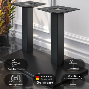 PALMA | Bistro double table frame | Black | W:D 40 x 73 cm | Column: 8 x 76 cm
