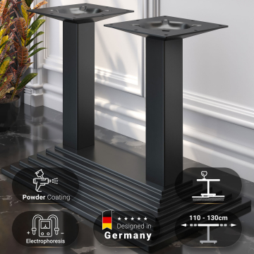 Pyramide | Double Column Restaurant Table Base | Black | W:D 40 x 73 cm | Column: 8 x 76 cm