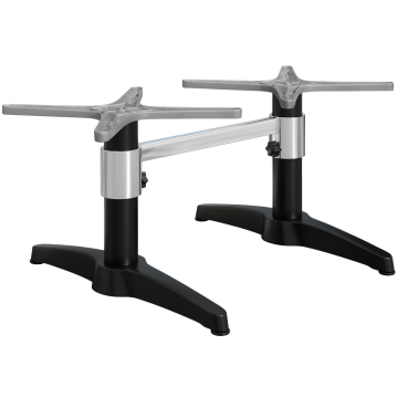 BARCELONA | Bistro Lounge Doppel Tischgestell | Höhe: 40 cm | 2 Fuß: 60 x 9 cm | Schwarz | + Verbinder + Zusatzgewicht
