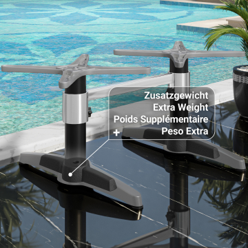BARCELONA | Bistro Lounge Doppel Tischgestell | Höhe: 40 cm | 2 Fuß: 60 x 9 cm | Schwarz | + Verbinder + Zusatzgewicht