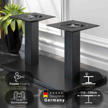 MADRID | Bistro Lounge Dubbel bordsram | Svart | Höjd: 36 cm | Pelare: 6 x 6 cm | Underrede: 40 x 70 cm