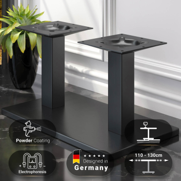 MADRID | Telaio per tavolo doppio Bistro Lounge | Nero | Altezza: 36 cm | Colonna: 8 x 8 cm | Base: 40 x 70 cm