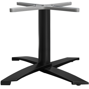 THIAGO | Horeca Lounge Tafel Onderstel | Aluminium zwart | 4 voet: Ø 60 cm | Kolom 6 x 37 cm | Zwart