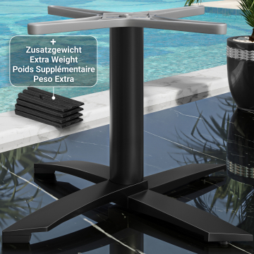 THIAGO | Horeca Lounge Tafel Onderstel | Aluminium zwart | 4 voet: Ø 60 cm | Kolom 6 x 37 cm | Zwart