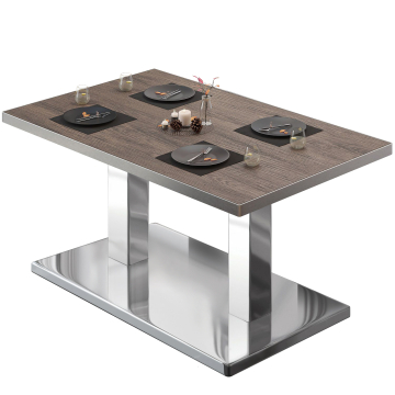 BM | Bistro-loungebord | B:D:H 130 x 80 x 41 cm | Lys wengé / rustfrit stål