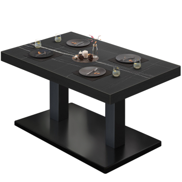 BM | Bistro salongbord | B:D:H 130 x 80 x 41 cm | Svart marmor/svart