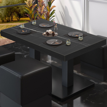 BM | Bistro salongbord | B:D:H 130 x 80 x 41 cm | Svart marmor/svart