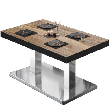 BM | Bistro salongbord | B:D:H 130 x 80 x 41 cm | Sheesham / rustfritt stål